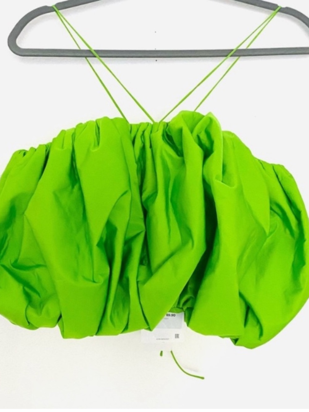 Zara Neon Green Puffy Bib Top